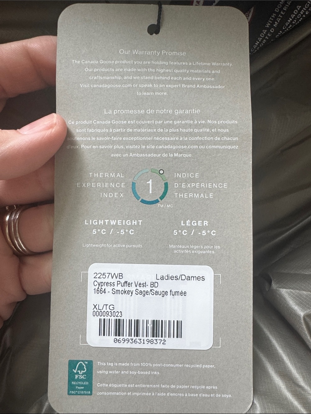 Women’s Canada Goose Cypress puffer vest - Picture 5 of 5